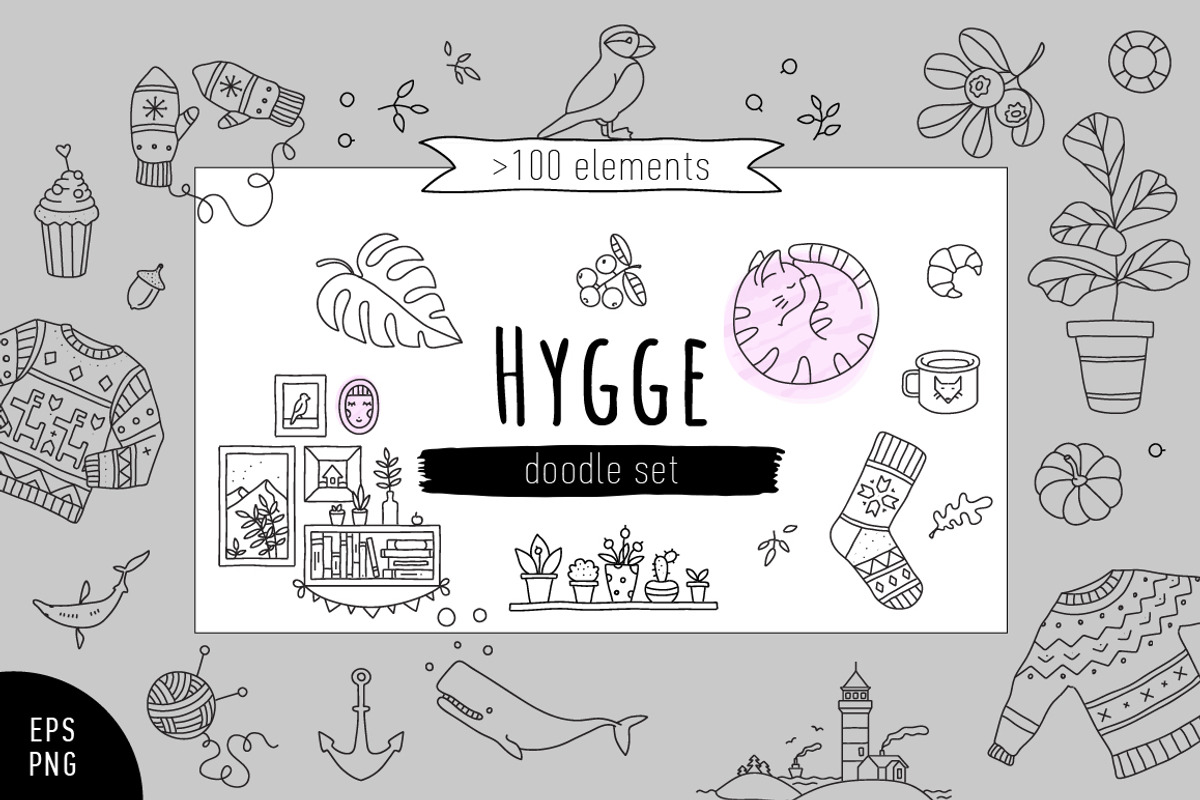 Hygge, cozy home set, a Graphic by WinWinFolly (Photo 1 of 6)
