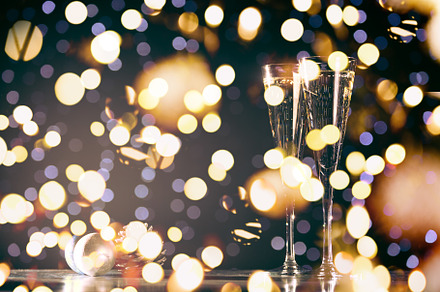 Two glasses of champagne with Christ, a Holiday Photo by Kate Molchanova