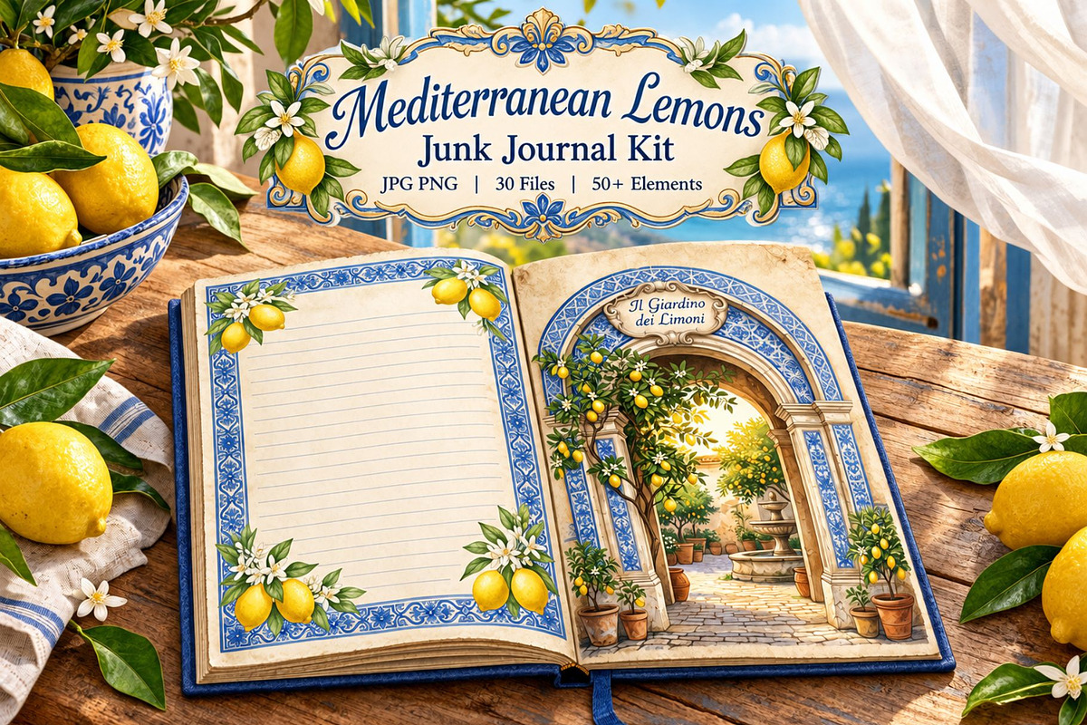 Mediterranean Lemons Journal Kit, an Object Graphic by Traveling Designer (Photo 1 of 6)