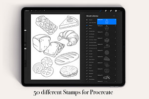 50 Bakery Procreate Stamps