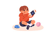 Happy, cute kids with gadgets set, a Person Illustration by PaperTrident (Thumbnail 3 of 7)