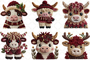 Crochet Christmas Highland Cow, an Illustration by Black Bird Studio (Thumbnail 3 of 6)