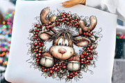 Funny Christmas Reindeer Clipart, an Illustration by Craft Nest (Thumbnail 3 of 10)