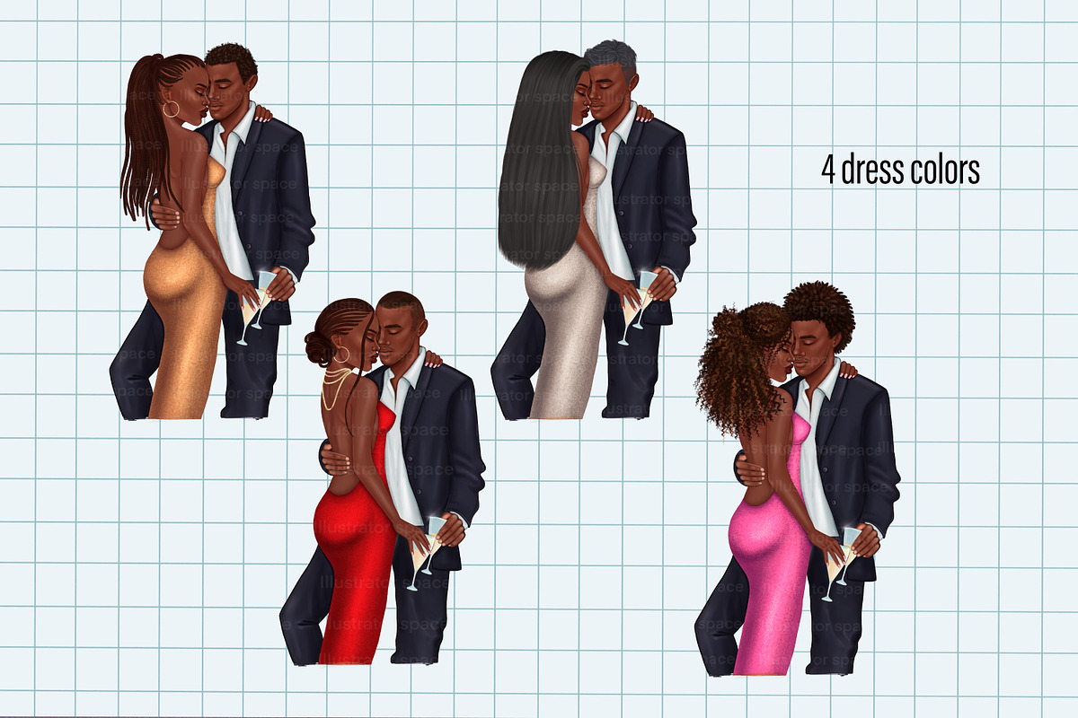 African American couple clipart, a Graphic by Illustrator Space (Photo 3 of 8)