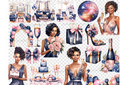 Happy Birthday Clipart Set, a Person Illustration by GlamArtZhanna (Thumbnail 5 of 5)