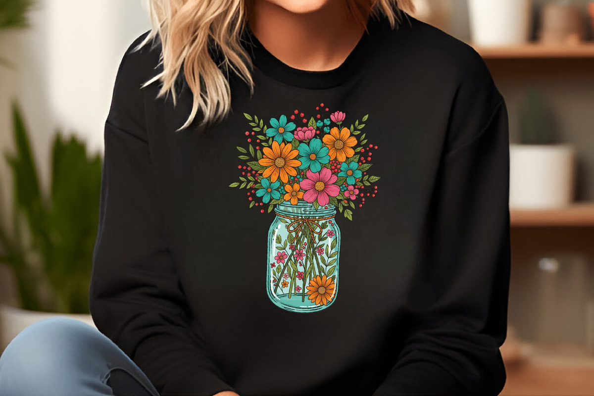 Mason Jar Floral Bouquet PNG, an Illustration by Craft Nest (Photo 2 of 6)