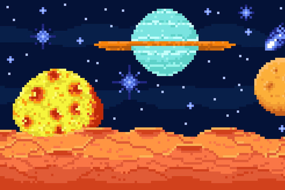 Pixel space landscape. View from, a Texture Illustration by YummyBuum (Photo 3 of 3)