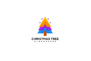 Christmas tree vector logo design, a Branding & Logo Template by OmerStudio