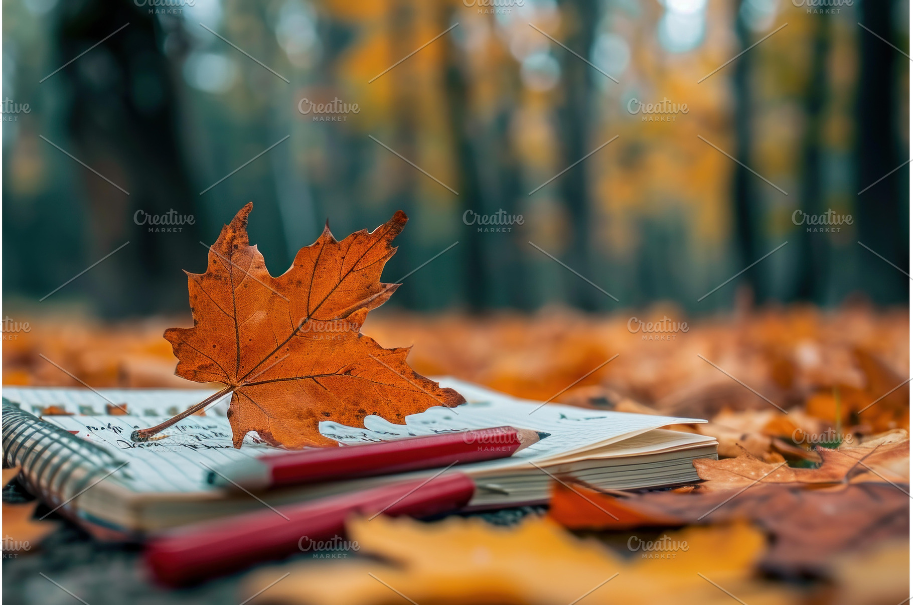 Autumn inspiration with notebook and, a School & Education Photo by Ylivdesign