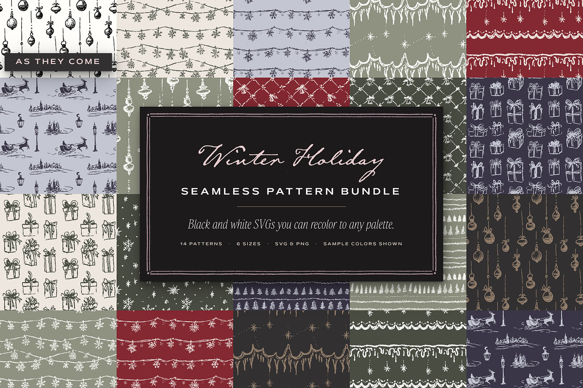 Winter Holiday Seamless Patterns, a Pattern Graphic by The October Creative (Photo 1 of 12)