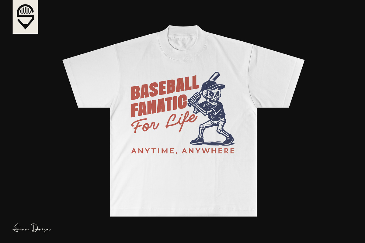 Skeleton Baseball Sports T-shirt, a Sport Illustration by shaondesigns (Photo 2 of 4)