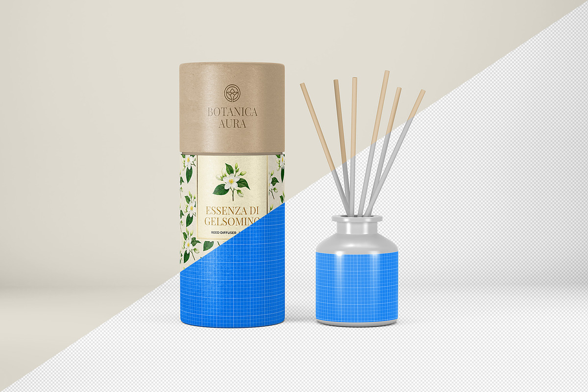 Reed Diffuser Bottle Package Mockup, a Packaging Mockup by Illusiongraphic (Photo 11 of 20)
