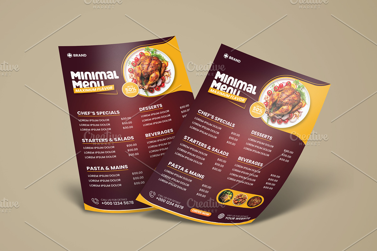 Creative Food Menu Flyer Template, a Flyer Template by vectorlnk (Photo 1 of 4)