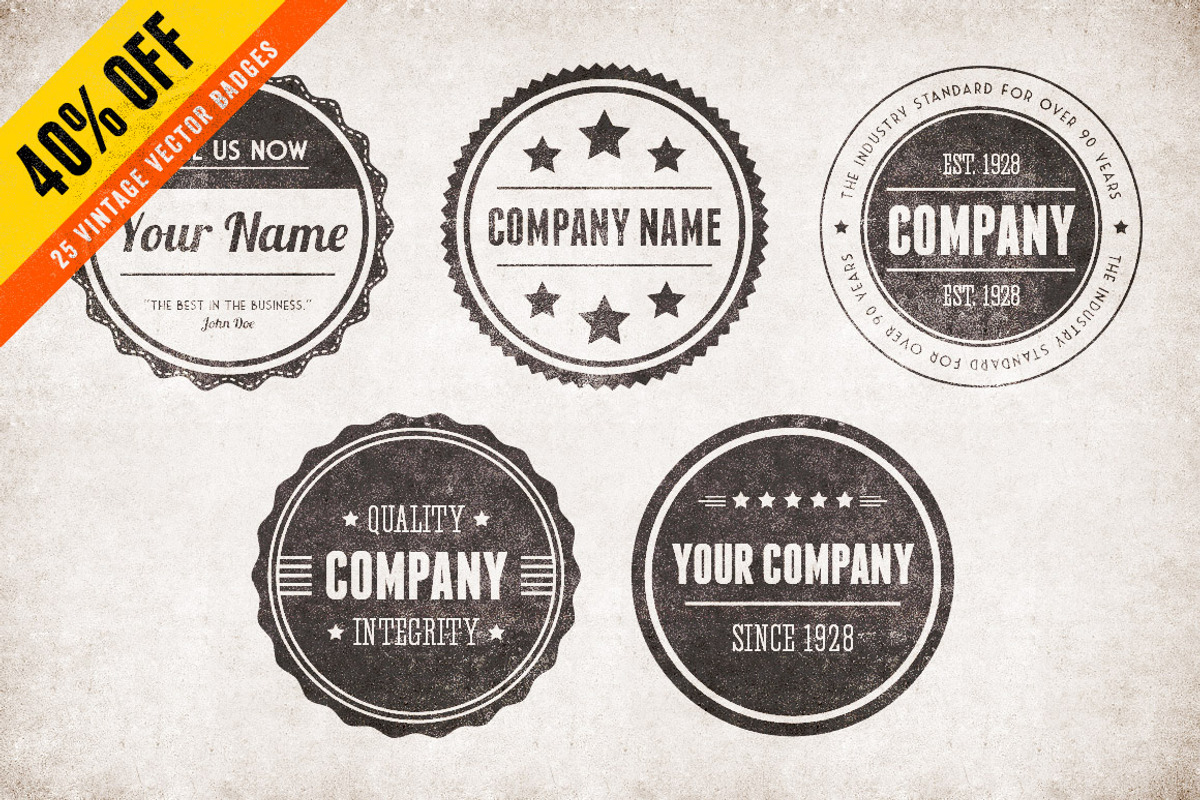 40% Off - Vintage Vector Badges Set preview 4