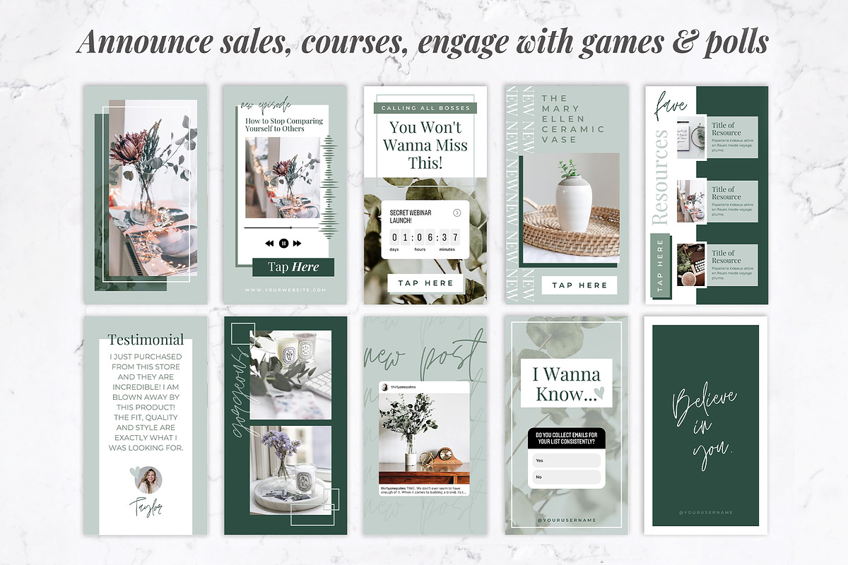 Instagram Stories for Canva | Green, a Social Media Template by Thirty One Palms Studio (Photo 4 of 8)