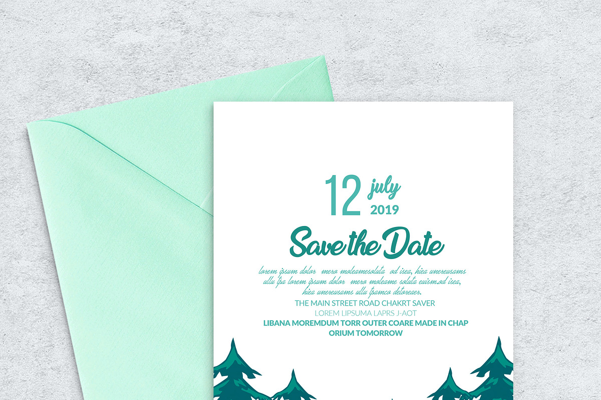 Green Save The Date Card invite Temp, an Invitation Template by Design Up (Photo 2 of 3)