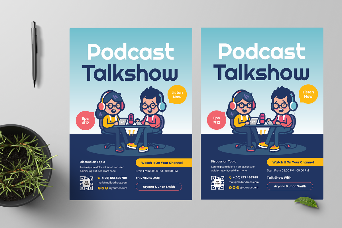 Podcast Talkshow Flyer, a Flyer Template by Annora Studio (Photo 2 of 5)