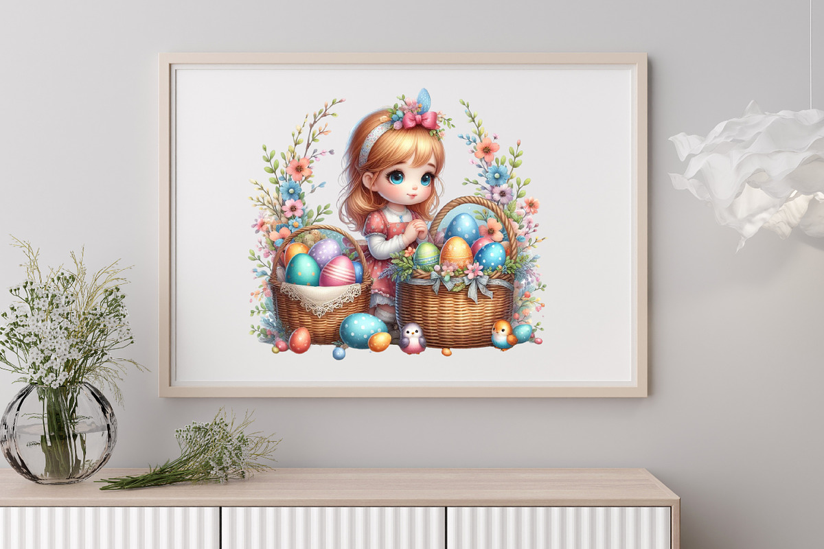 Cute Little Easter Girls Sublimation, a Seasonal Illustration by Craft Nest (Photo 3 of 6)