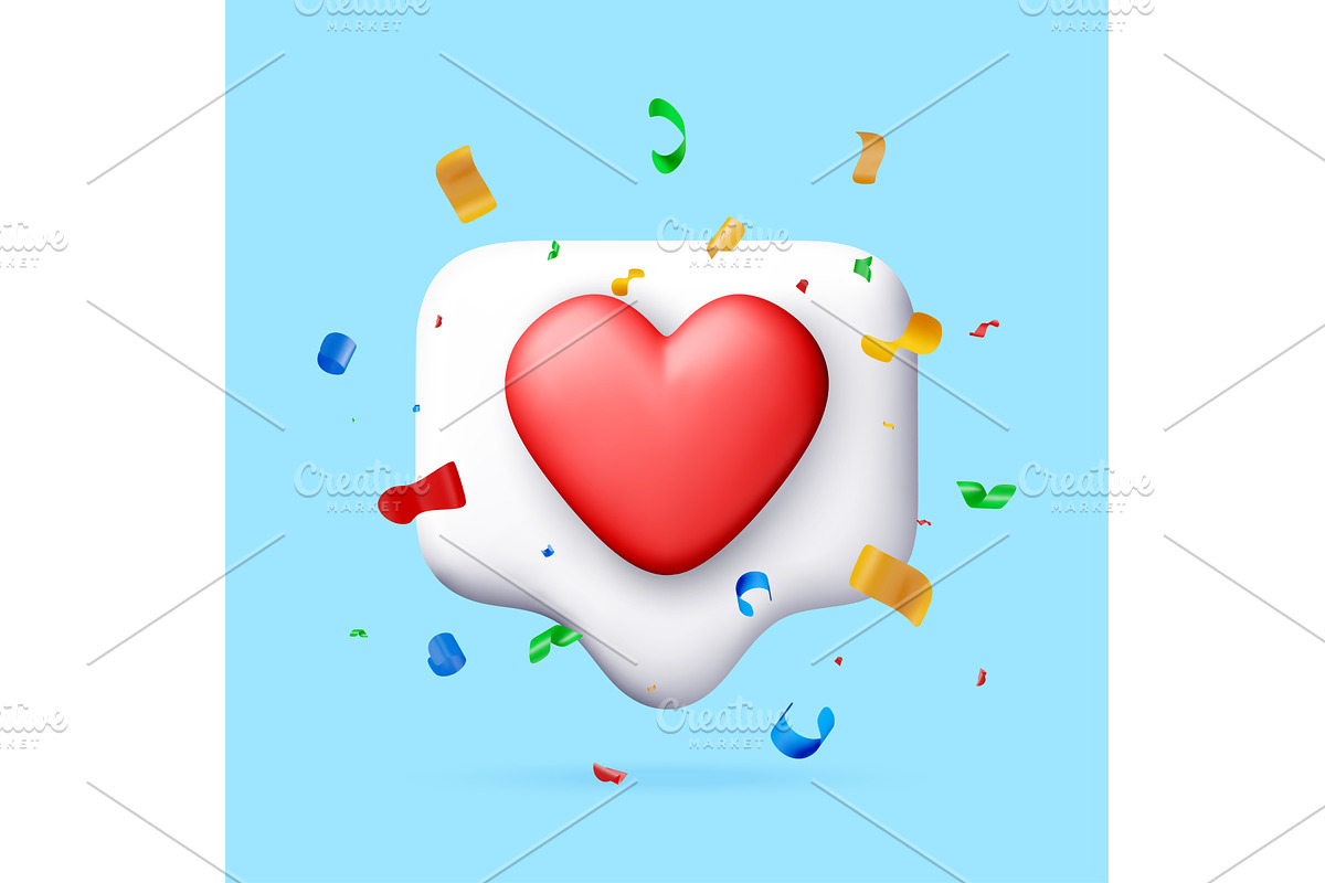 3D social media love icon with, an Illustration by Abscent