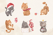CAT CHRISTMAS. Watercolor clipart, an Animal Illustration by OlliArtDesign (Thumbnail 2 of 8)