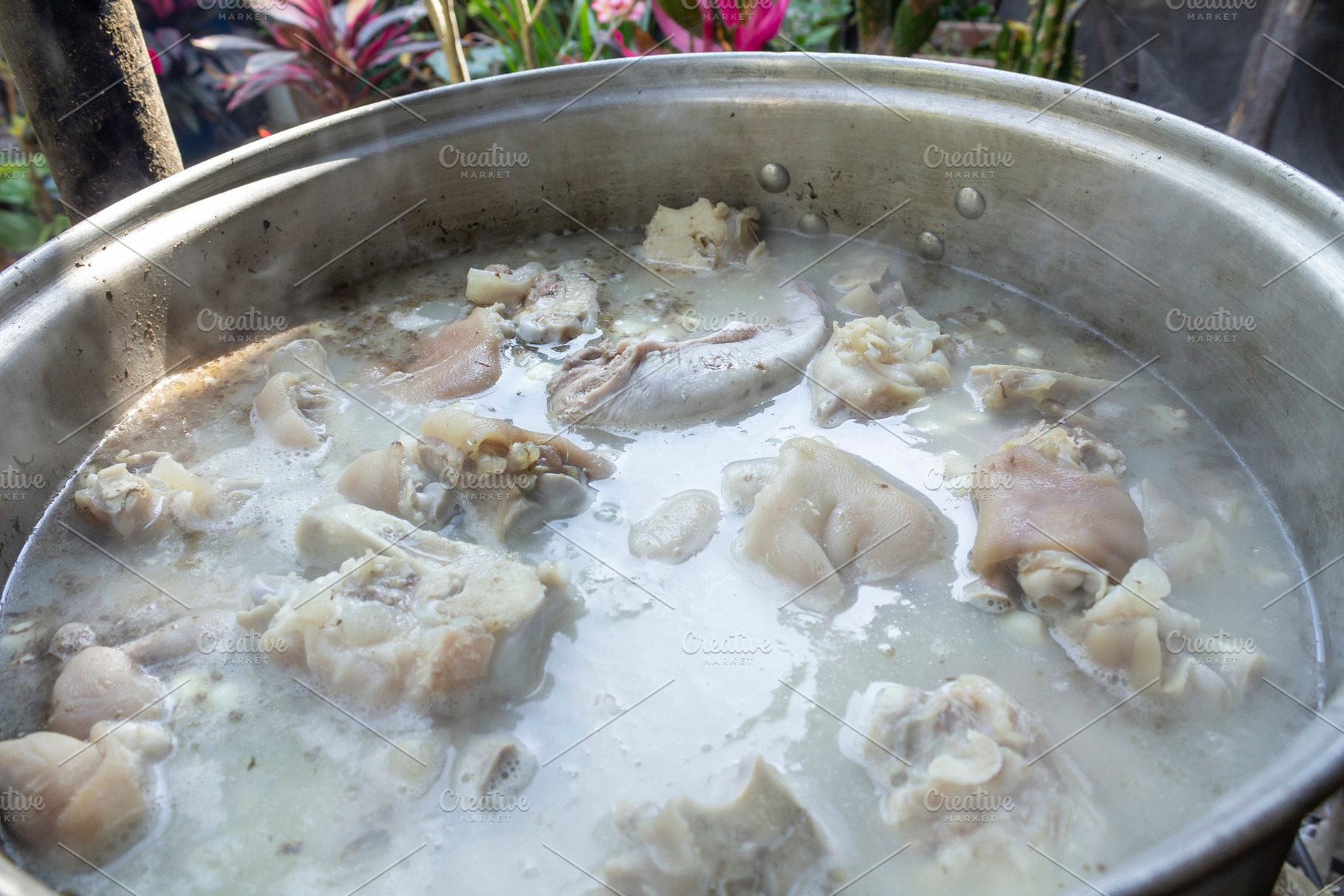 cooking delicious pozole, cooking delicious and traditional whit, a Food & Drink Photo by Mexico stock images