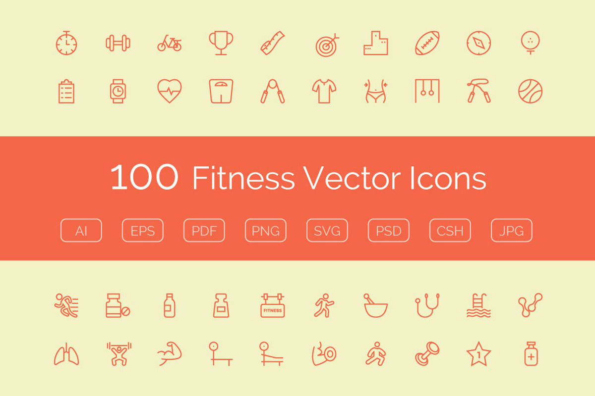 100 Fitness Vector Icons