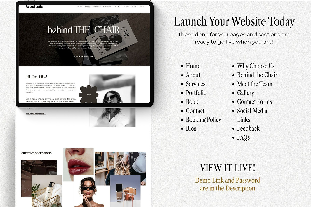 Modern Beauty Salon Booking Site, a Squarespace Template by HAYAG Creatives (Photo 4 of 7)