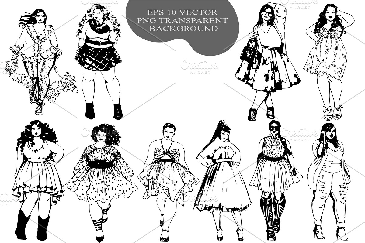 50 fashion body positive girls, a Decorative Illustration by AnastasiyaOleynik (Photo 2 of 6)