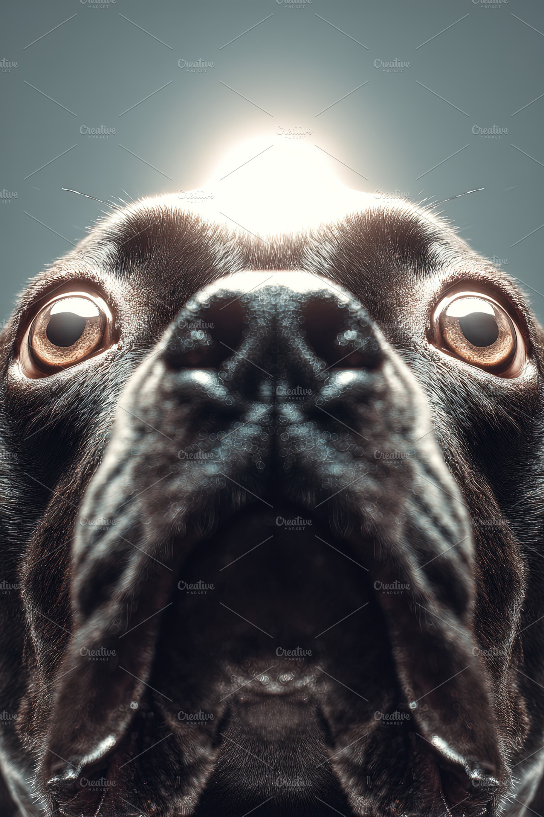Playful dog stares curiously at camera with bright backlighting,, an Animal Photo by Ales Munt