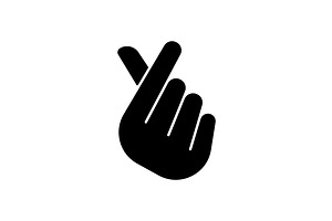 Finger Heart Black Glyph Icon