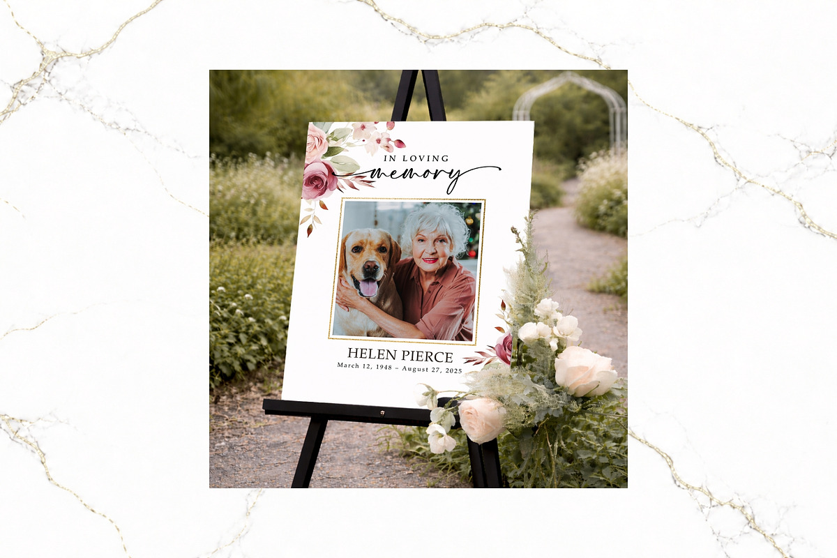 Funeral Welcome Sign Canva FR008, a Poster Template by TyphoonStudio (Photo 3 of 8)