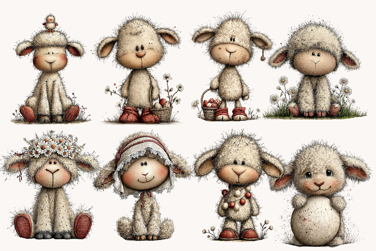 Whimsical Easter lamb clipart, an Illustration by Designworld (Photo 6 of 7)