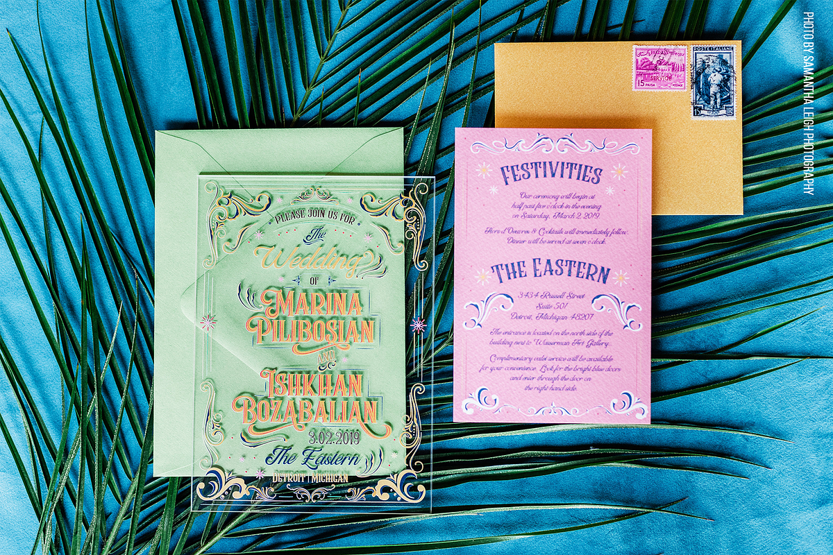 Art Deco Acrylic Wedding Invitation, an Invitation Template by Cordial Punch Press (Photo 7 of 7)