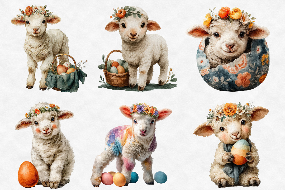cute Easter lamb clipart, an Illustration by Designworld (Photo 4 of 5)