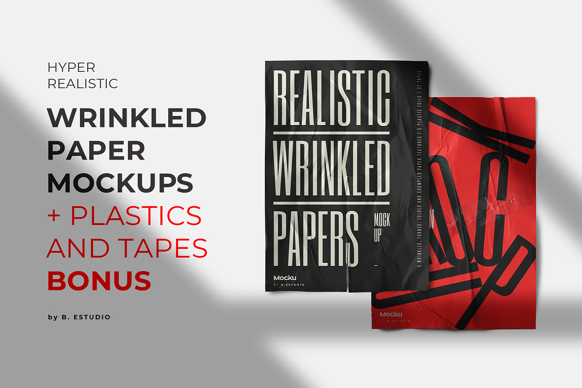 Wrinkled Papers and Plastics Mockups, a Poster Template by Mocku (Photo 2 of 13)