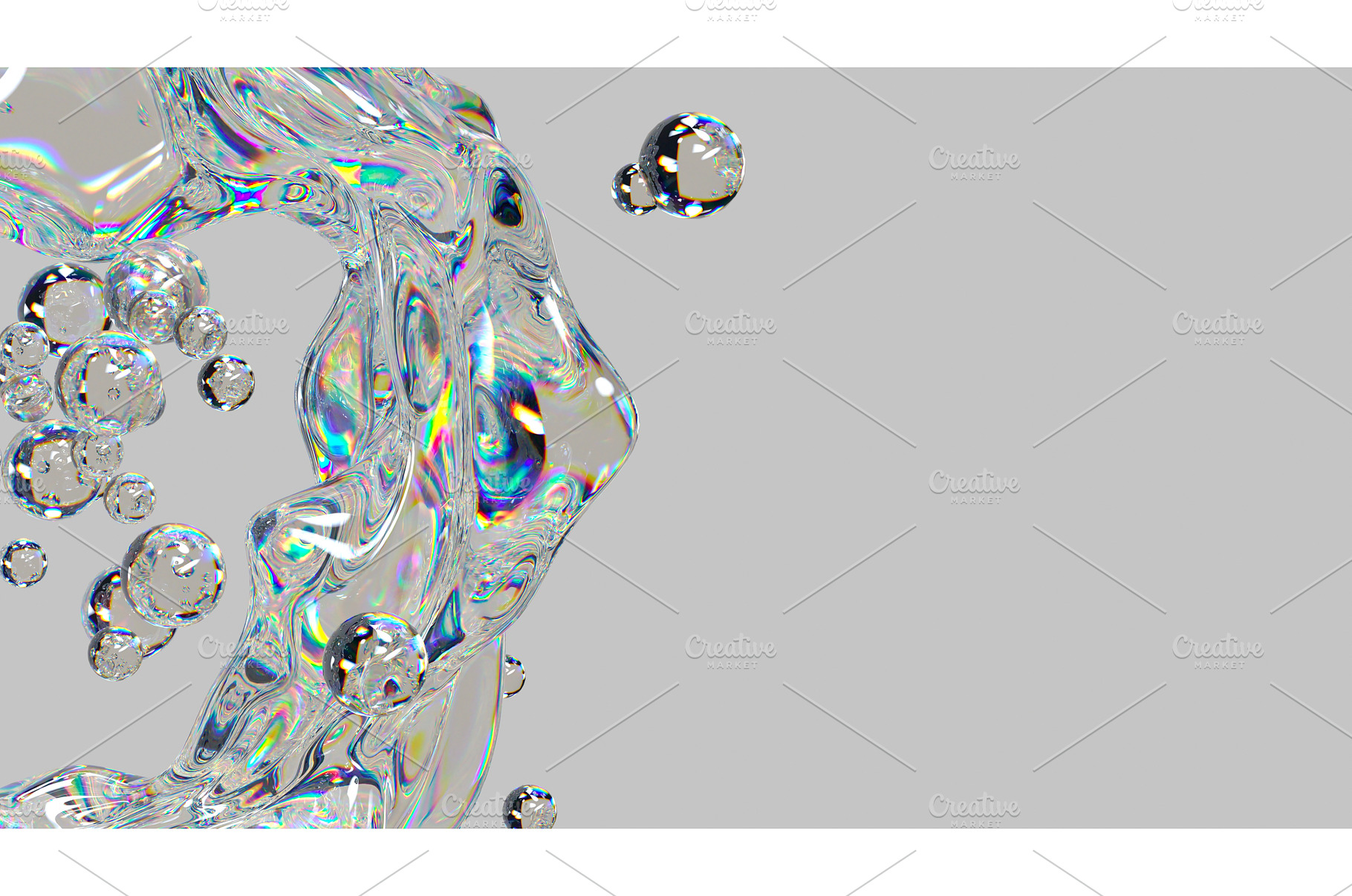 3D liquid splash with iridescent, an Abstract Photo by Liudmyla Matviiets