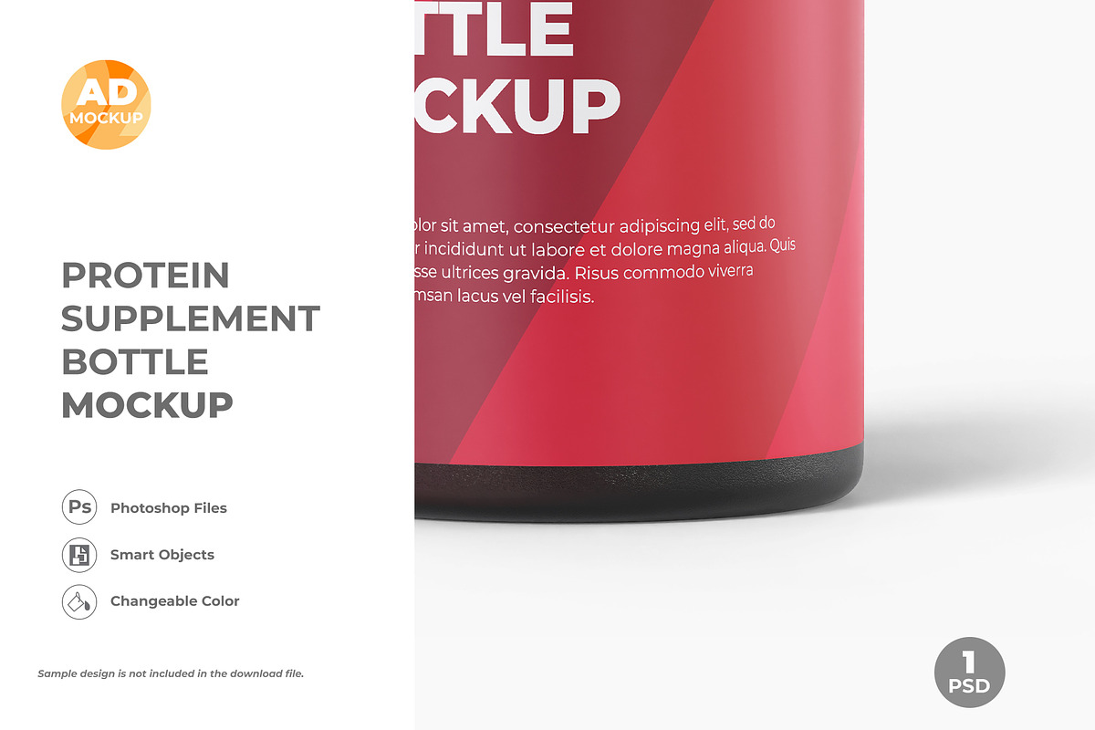 Protein Jar Bottle Mockup (1PSD), a Packaging Mockup by Adstart (Photo 5 of 5)