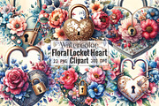 Watercolor Floral Locket Heart Clipa, an Illustration by CraftArtStudio (Thumbnail 1 of 5)