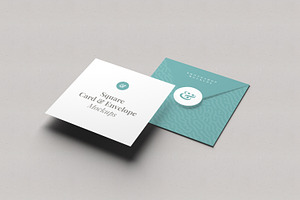 Square Card And Envelope Mockups