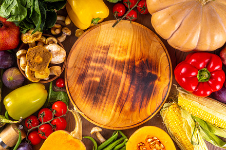 Autumn vegetable cooking dinner background, a Food & Drink Photo by Rimma