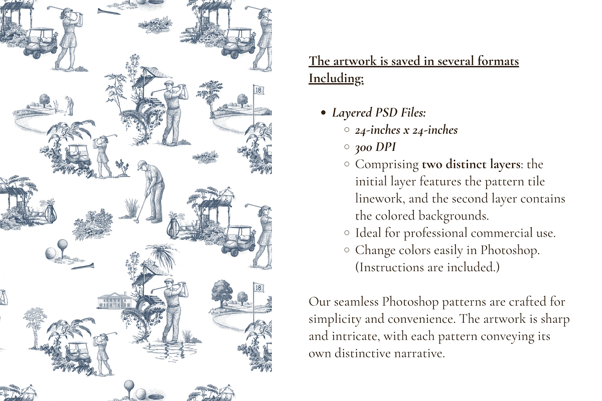 Golf Toile de Jouy Pattern, a Background Graphic by Hughes Studio (Photo 4 of 6)