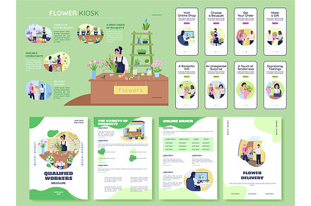 Flower kiosk flat color template, a Poster Template by The img