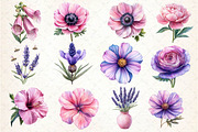 Lavender & Pink Flowers Clipart, an Illustration by Dream Creation (Thumbnail 3 of 4)