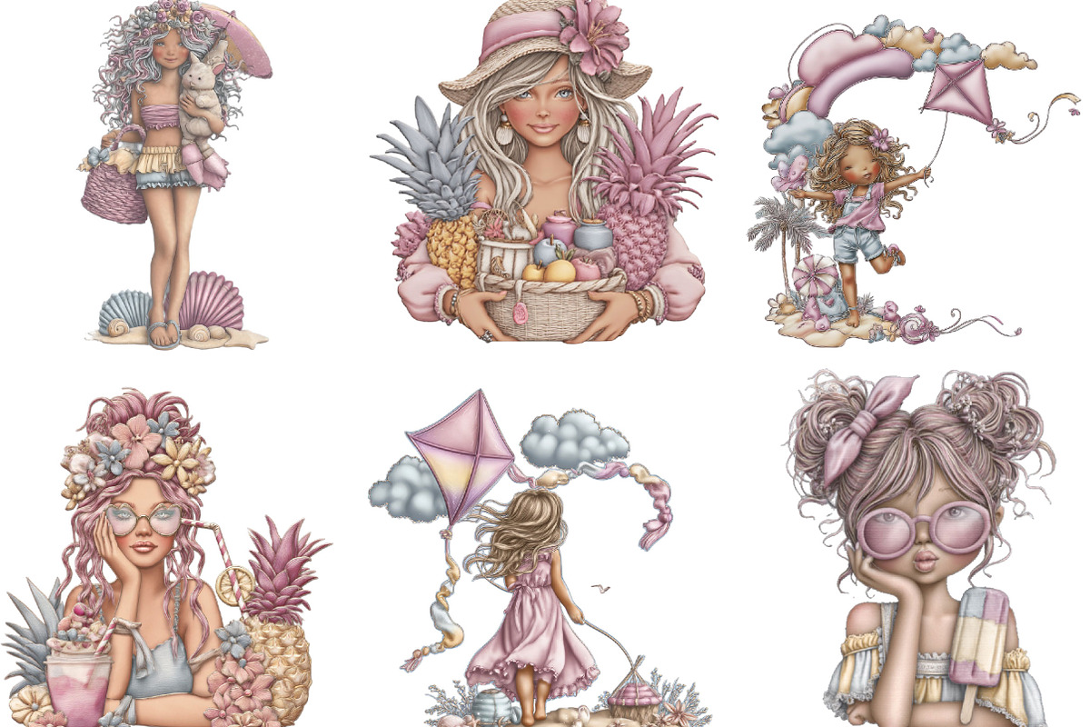 Whimsical Summer Girls Clipart, an Illustration by Designking (Photo 5 of 5)