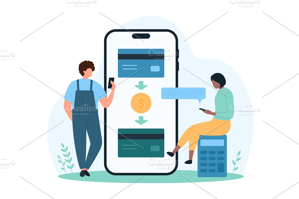 Direct payment between two credit, a Technology Illustration by Flashvector