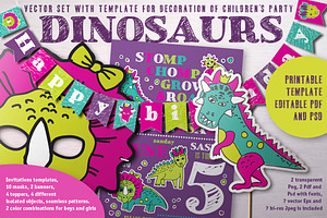 Dinosaurs Birtday decor set, a Card Template by Crowhouse