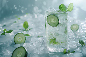 Icy Cucumber and Mint Refresher with