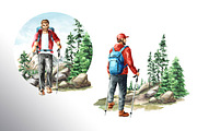 Let's Hiking! Watercolor set, a Person Illustration by Daria Ustiugova (Thumbnail 8 of 13)