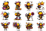 Whimsical Honey Bees Clipart, an Illustration by Dream Creation (Thumbnail 4 of 6)