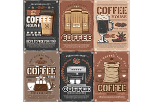 Coffee Cups, Pot, Roasted Beans